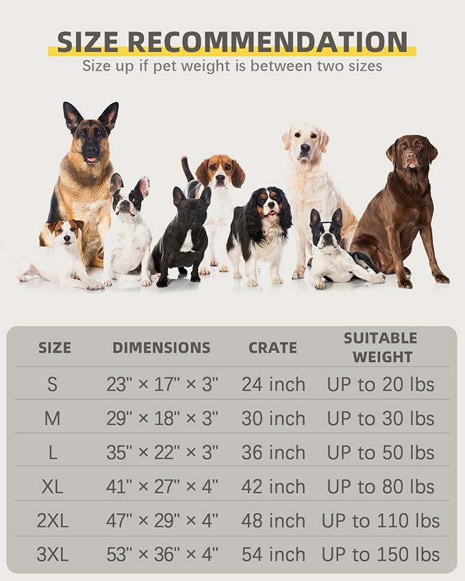 Orthopedic XL Dog Beds Large Sized Dog Waterproof Pet Kennel Pad with Removable Washable Cover and Non-Slip Bottom, 41x27 Inch, Pink