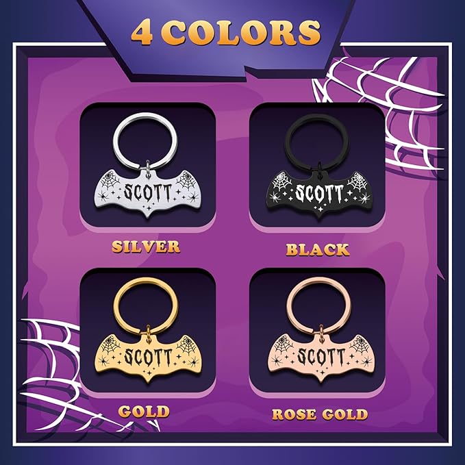 Bat Dog Tag, Halloween Personalized Dog Tags for Pets, Customized Pet ID Tag for Black Cat, Witch Friendly Cat Tags, Funny Spooky Dog Name Tag, Stainless Steel Dog ID Tag Engraved on Both Sides