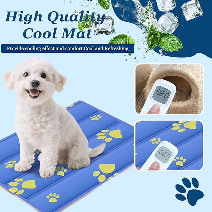 Cooling Mat for Dogs - 2025 Upgrade 35.4"x23.6" Pet Cool Mats for Dogs/Cats, Washable Non-Slip Cooling Pet Mat for Summer, Portable Ice Mat for Dogs/Cats