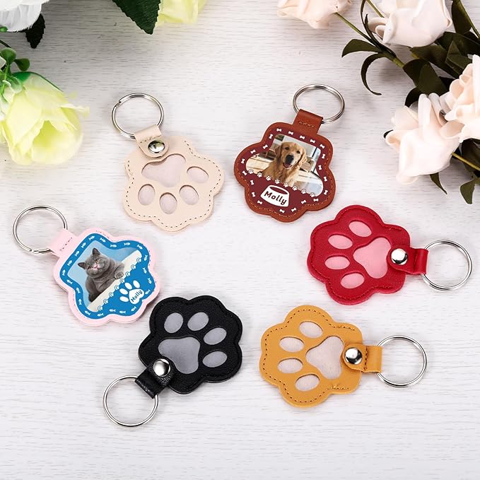 Custom Leather Pet Fur Keychain – Personalized Memorial Keepsake Keyring for Friend, Dog Cat Hair Sympathy Gifts﻿