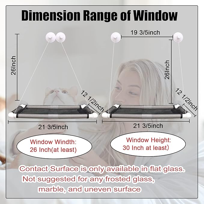 ZALALOVA Cat Window Perch Seat Large Sturdy Cat Beds Fleece Blanket 2025 Latest Screw Suction Cups Resting with Blanket (Grey)