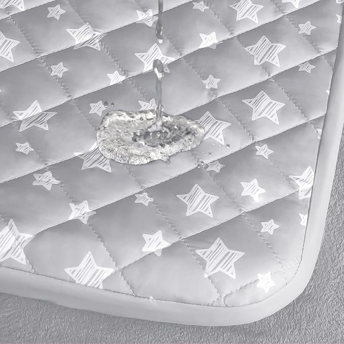 Waterproof Dog Bed Covers Replacement Washable Pet Hair Easy to Remove, Noiseless Quilted Puppy Pet Bed Cover Lovely Grey Star Print 35x44 Inches, for Dog/Cat, Cover Only