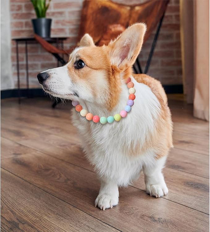 Hosiwei Dog and Cat Rainbow Beads Collar Necklace, Faux Pearls Necklace Pet Jewelry Colorful Candy Colors (Colorful, S(for 3.3-5.5lb))