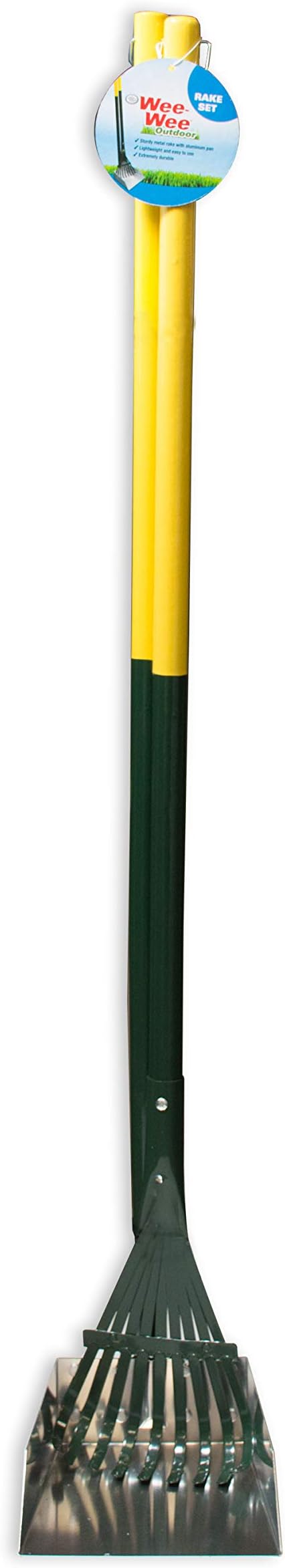 Four Paws Stainless Steel Long-Handled Dog Pooper Scooper Rake & Pan 2 Piece Set, Pet Waste Pickup Tool, 38" x 7"