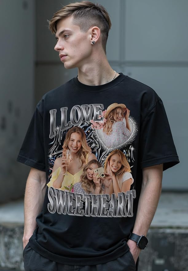 Custom Bootleg Rap Shirt with Photo Text, Vintage Custom Picture Shirt for Girlfriend, Boyfriend, Dad, Mom, Pet Lover Friend