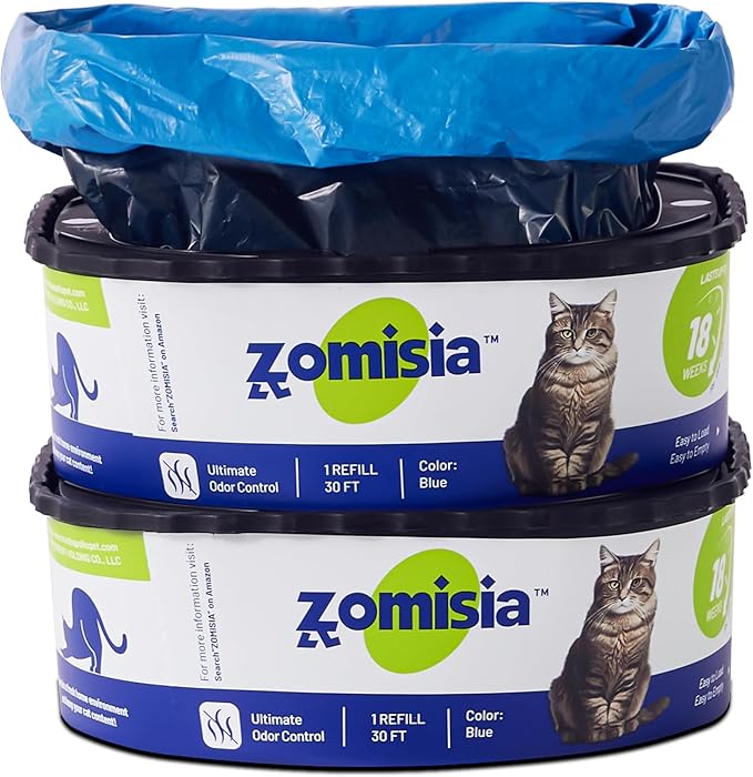 2 Pack Cat Litter Refill Bags, Non-See-Through Jumbo 60FT Cartridge Refill Total Up to 36 Weeks (Over 8 Months) Per Cat for Odor Control, Compatible with Genie Standard, Plus, Style, Design