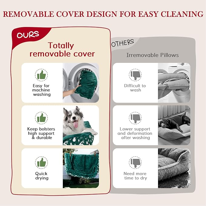 Comfort Expression Orthopedic Dog Bed for Extra Large Dogs 42x30 Inch, Waterproof Egg Crate Foam XL Pet Bed, Gifts for Christmas, Dog Couch with Washable Cover & Non-Slip Bottom, Christmas Green