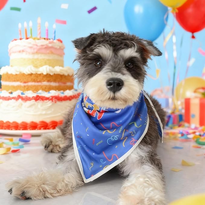 Birthday Dog Bandanas Boy,Blue Reflective Dogs Scarfs for Birthday Party Decorations Supplies for Dogs Pet Accessories,Cat Dogs Triangle Pet Scarves for Small Dogs Outfit,S