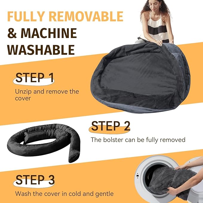 Orthopedic Waterproof Large Dog Bed: Memory Foam Washable Dog Bed with Bolsters -Removable Orthopedic Cover for Medium L XL Large Sized Pet-Non-Slip