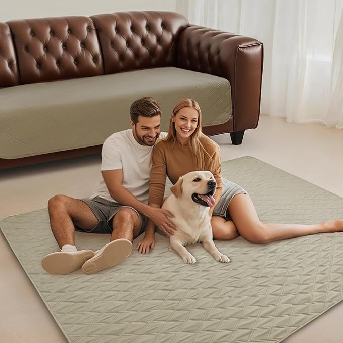 Luciphia 100% Waterproof Couch Cover Blanket for Dogs Anti-Slip Pet Couch Protector Sofa Mat Puppy Cat Blanket with Non-Slip Bottom, Taupe White, 30x70 Inch