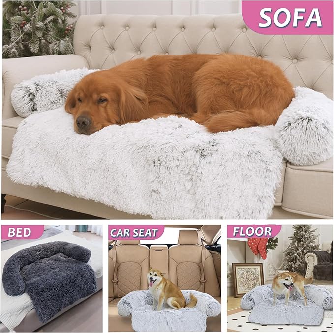 Tinaco Luxurious Calming Dogs/Cats Bed Mats, Dog Pad Washable Removable Couch Cover, Plush Long Fur Mat for Pets, Waterproof Lining, Perfect for Small, Medium and Large Dogs and Cats (Pink, 41"x37")