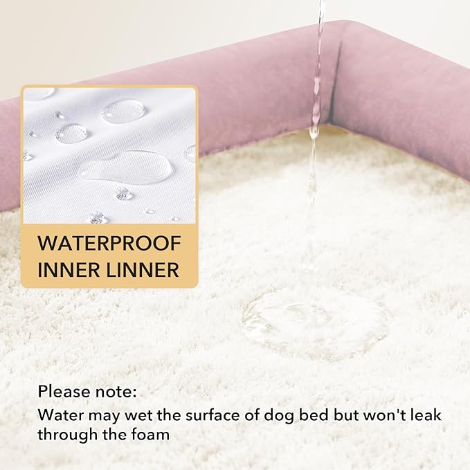 Orthopedic XXL Dog Beds, Waterproof Egg Crate Foam Big Pet Bed for All Breed Sized Dogs 53x42Inch, Washable Extra Large Dog Couch Bed with Removable Cover and Non-Slip Bottom, Pink
