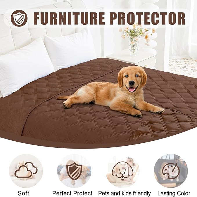 Smiry Waterproof Dog Bed Cover Blanket 30x70, Soft Reversible Pet Blanket, Washable Leakproof Cats Dogs Couch Cover for Sofa, Couch, Furniture, Brown/Brown
