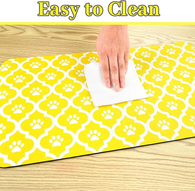 Dog Food Mat 12X20 Inch Pet Feeding Absorbent Mats for Floor Cat Water Bowl Placemats Non-Slip Washable Dog Mat for Food and Water