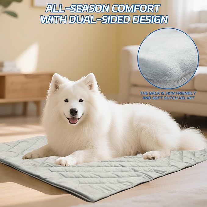 Dog Cooling Mat Self Coolings Foldable Cooling Pad for Dog in Summer Coolings Mat for Dogs and Cats Machine Washable (Rectangle,Gray, X-Large-59 L x 40" W)