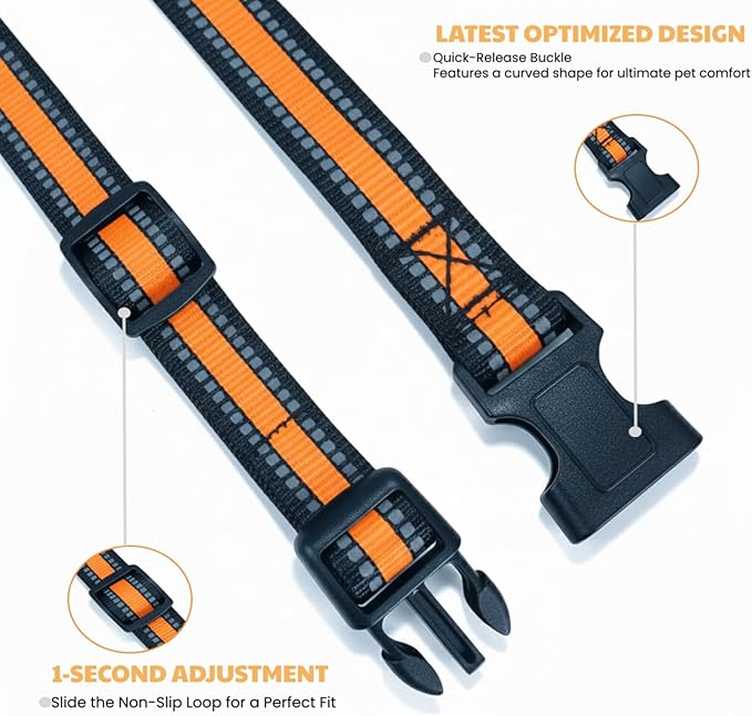Dog Training Collar Replacement and Shock Collar Strap - 3/4 Inch Wide Adjustable Nylon Band with Reflective Replacement Strap for E Collar and Bark Collar (Orange)