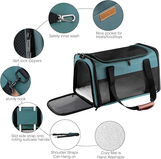 Cat Carrier - Portable Foldable Dog Pet Carrier, Soft-Sided Pet Bag up to 22 Lbs, Airline Approved Travel Puppy Carrier