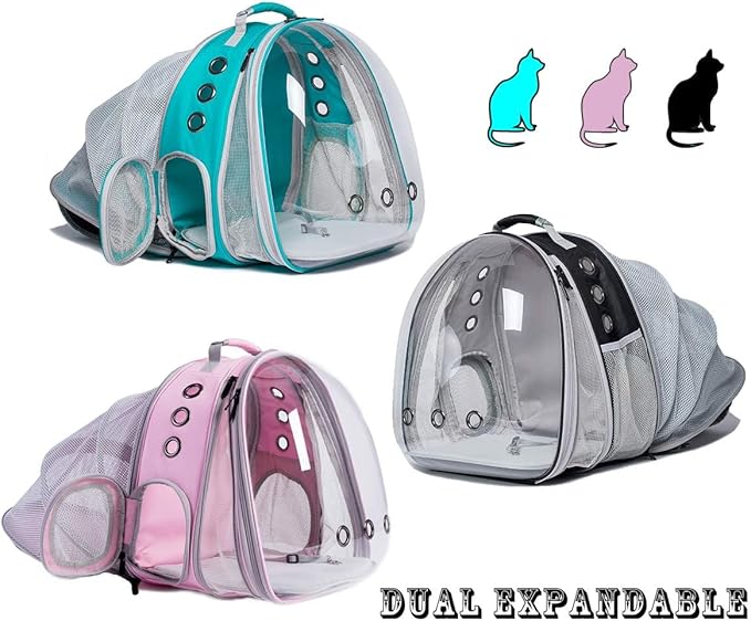 Galaxy Blue Dual Expandable Cat Backpack Carrier, Fit up to 20 lbs, Expandable Pet Carrier Backpack for Large Fat Cat and Small Puppy