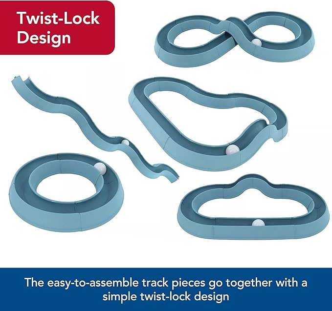 Coastal Pet Turbo Track Cat Toy - Cat Ball Toy & Racetrack - Easy Assembly - Slate Blue (1 Pack)