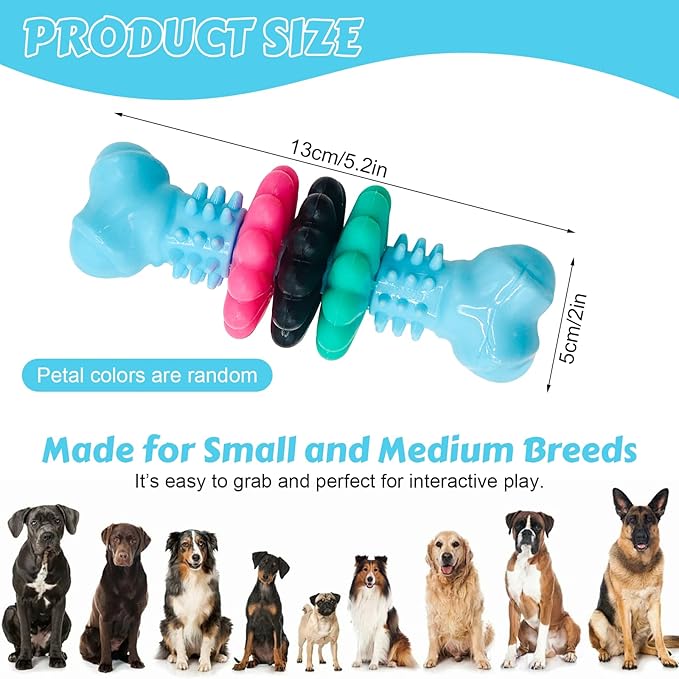 Puppy Chew Toys for Teething, Durable Dog Chew Toy for Aggressive Chewers, Tough TPR Rubber Bone Toy for Small & Medium Dogs, Teeth Cleaning & Anxiety Relief(Blue)