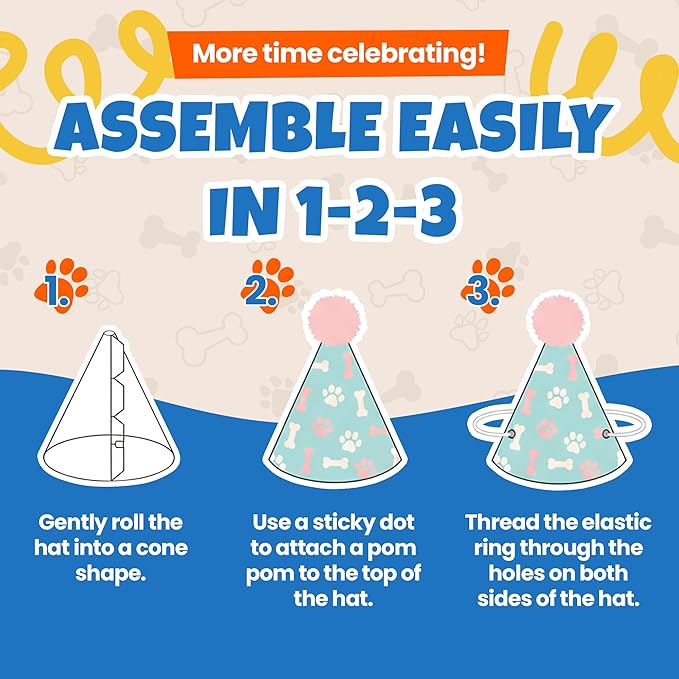 Dog Birthday Party Hat Set, Reusable & Adorable Kitty/Doggy Birthday Celebration Accessories, 1 Pack (9 Pet Hats & 2 Crowns) - Dirty Dog Goods
