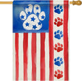 Dyrenson 4th of July Dog Cat Paw Prints 28 x 40 House Flag Double Sided, Patriotic America Watercolor Garden Yard Decoration Pet Lover Gift, American USA Burlap Outdoor Decor Decorative Large Flag