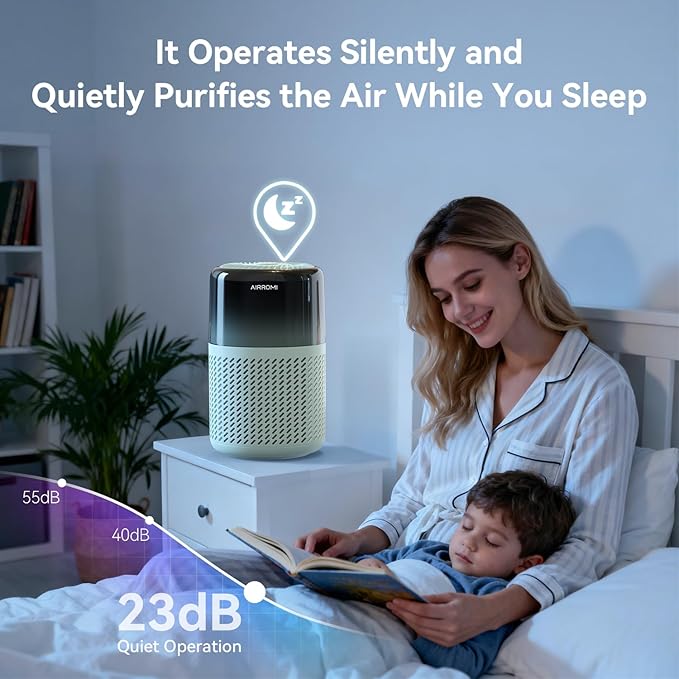 AIRROMI HEPA Air Purifier for Bedroom&Home,Pet Air Purifier for Home Pets,Removes Pet Odor,Cat Litter Smell,Dust,Smoke&Allergies,Quiet Room Air Purifier with Scents,360°Air Cleaner,A2005 Turquoise