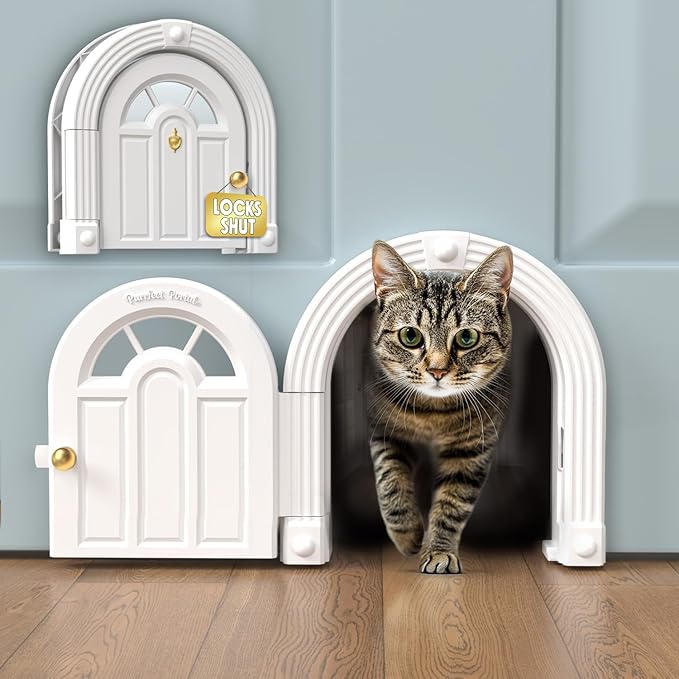 Purrfect Portal Meow Manor® Cat Door Interior Door - No-Flap, Fits Cats Up to 20 lbs, Easy DIY Setup, No Training Needed