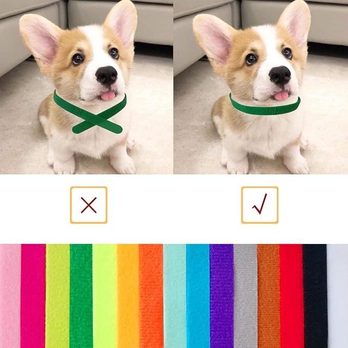 TTSAM 15 Pcs Puppy Id Collars 15 Colors Puppy Whelping Collars Double-Sided Soft Adjustable Dog ID Bands Identification Collar for for Puppies Small Cat Kitten Newborn Pet (Reusable)