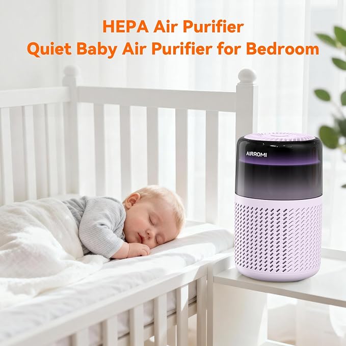 AIRROMI HEPA Air Purifier for Bedroom&Home,Pet Air Purifier for Home Pets,Removes Pet Odor,Cat Litter Smell,Dust,Smoke&Allergies,Quiet Room Air Purifier with Scents,360°Air Cleaner,A2005 Purple