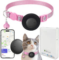 GPS Tracker for Cats, Mini GPS Pet Tracker, IPX8 Waterproof Cat Trackers,No Monthly Fee,Work with Apple Find My(iOS Only),Smart Trackers for Pets-Pink-4