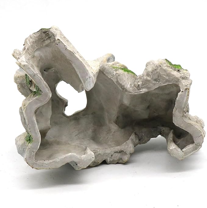 Reptile Cave Hideout Tank Accessories Decorations, Aquarium Hideaway Cave Fish Tank Decorations for Amphibians, Betta Fish, Shrimp, Lizards, Leopard Gecko