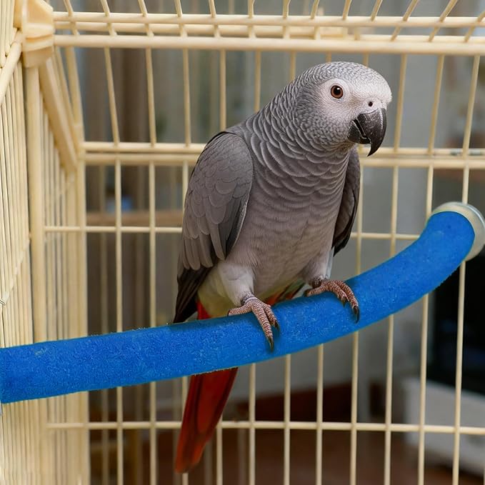 Rypet Parrot Perch Stand Toy Used for Cage Corner for Paw Grinding Clean Stick Exercise, Rough-Surfaced Quartz Bird Perch Standing Cage Accessorie for for Small Parakeets Cockatiel Conures (Blue XL)
