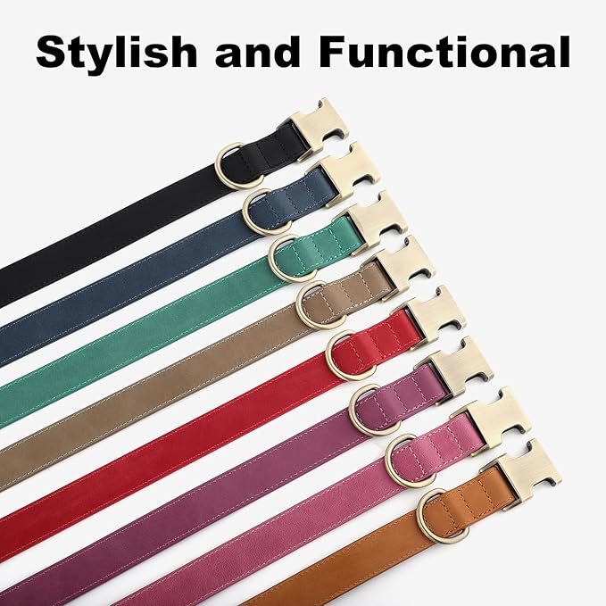 Plutus Pet Genuine Leather Dog Collar – Adjustable Pet Collar with Quick Release Metal Buckle, Soft Real Leather for Small Medium Large Dogs, Heavy Duty & Skin-Friendly (Black, M)