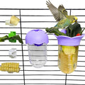 7 PCS Bird Cage Feeder for Vegetable Millet Holder Cage Accessories with Parrot Fruit Forks for Budgie Cockatiel Lovebirds Parrot (Purple)