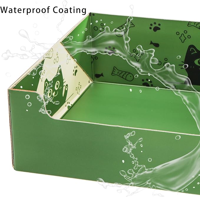 SOUJOY 8 Pcs Disposable Litter Boxes for Cats, Travel Litter Box with Scoop, Double Layer Waterproof Litter Tray for Cats Small Pets, 14.8 x 11.6 x 4.7inch