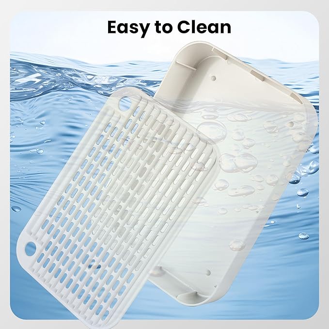 Litter Box Step, Litter Box Ramp/Catcher, Anti-Tracking & Easy to Clean, Ideal for Small & Elderly Cats (White)