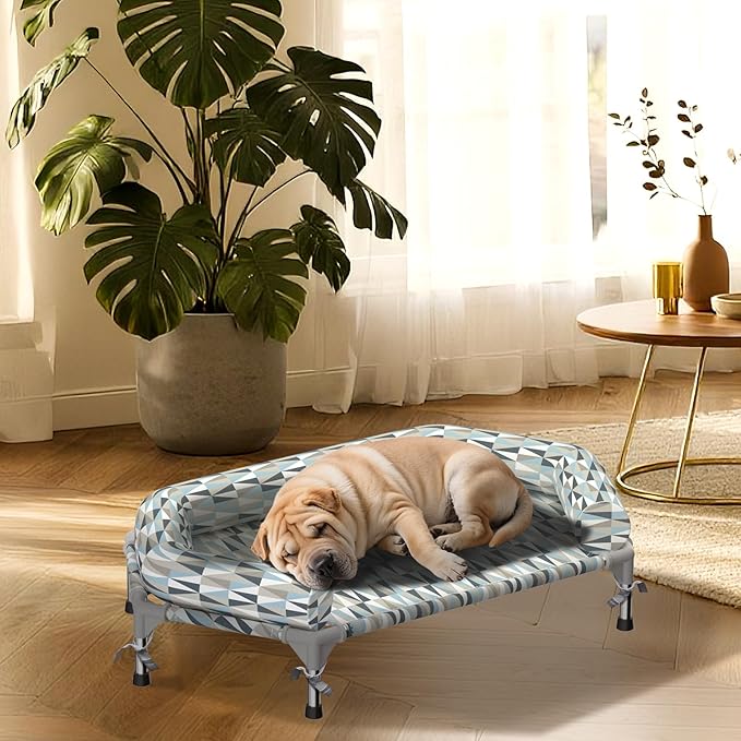 Orthopedic Dog Bed - Beds Bolster,Cooling Elevated Dog Beds with Metal Frame,Raised Dogs Bed,Easy to Assemble,Up to 80 lbs,Medium
