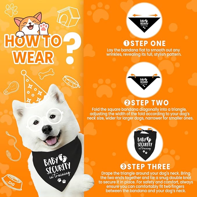 Baby Security in Training Dog Bandana Pet Scarf Pregnancy Announcement Dog Bandanas for Dogs Pet Accessories for Dogs Lovers Pregnancy Reveal Ideas (Black)