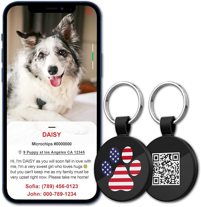 MYLUCKYTAG QR Code Pet ID | Personalized Dog & Cat Collar Tag | Online Profile with Instant Scanned Location Alert Email