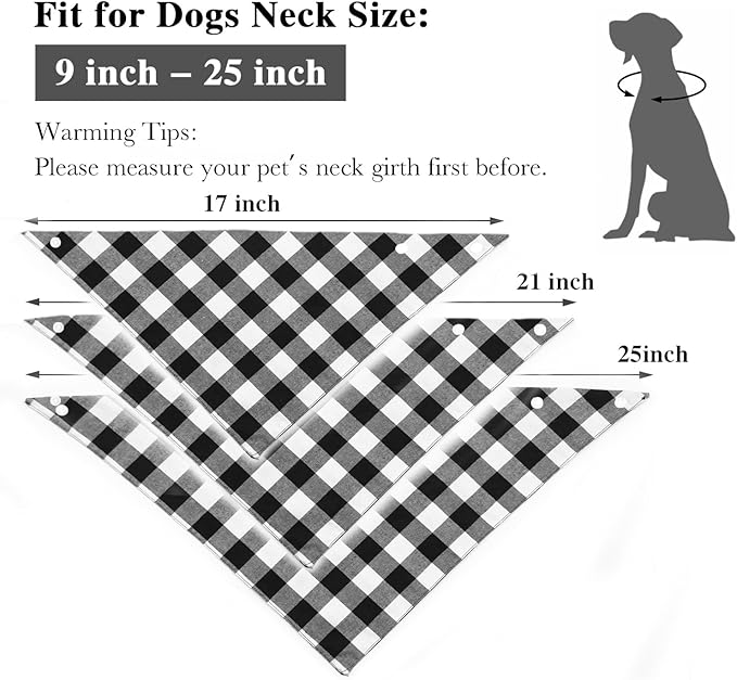 Plaid Bandana Triangle Scarf by Brand - Fall Dual Layer Soft Cotton for Dogs - Adjustable, Washable - Birthday Occasion - For Girl, Boy Dogs & Puppies - Small to Extra Large Sizes