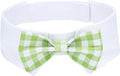 Segarty Dog Bow Tie for Neck Girths 16.5-21.2in, Adjustable Green Plaid Bowtie Collar for Extra Large Dog, Pet Necktie Comfortable Cotton Grooming Accessories for Formal Wedding Holiday Birthday Party