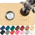 VIVAGLORY Dog Food Mat Flexmat Dog Bowl Mat, Placemat Food Tray with Raised Edges & Lip for Indoor Floor, Non Slip Waterproof Silicone Dish Placemat for Cat & Pet, L, Beige Yellow