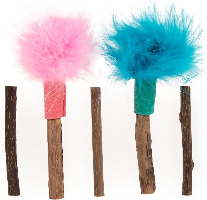 SmartyKat (5 Count) Silly Silver Stix Natural Silvervine Cat Toys - Blue/Pink, One Size
