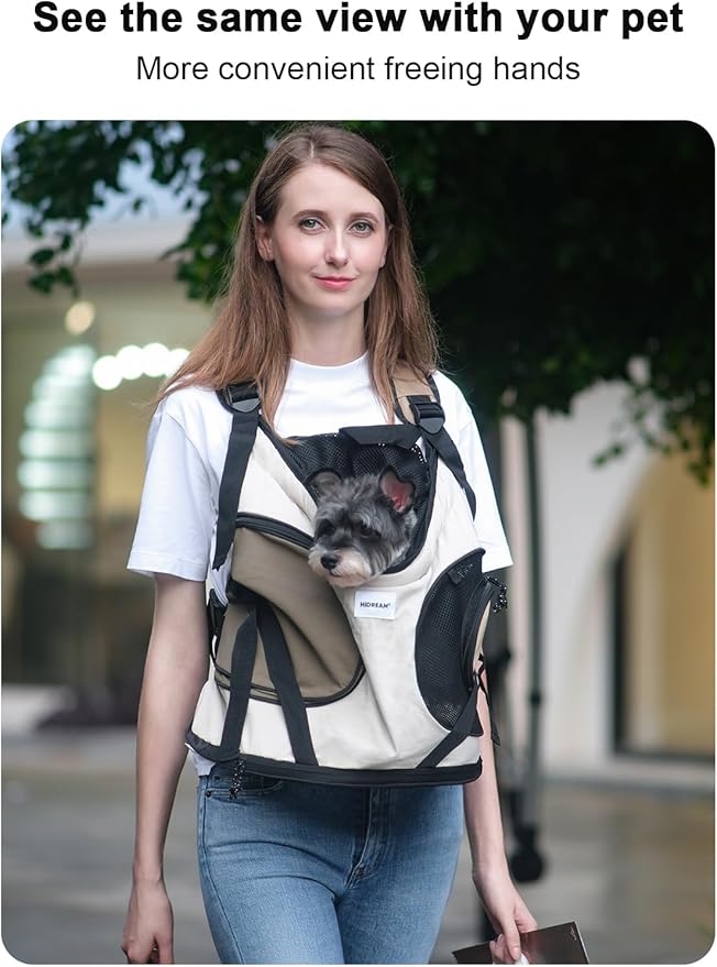 Dog Carriers for Small Dogs,Dog Backpack with 2 Pocket for Travel,Comfortable Dog Front Carrier Suitable for Dogs 8-18 pounds Machine Washable (Beige)
