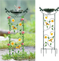HONGLAND 36.5" Metal Bird Bath with Trellis, Outdoor Garden Birdbath with Detachable Bowl & Climbing Plant Support, Decorative Bird Feeder Station with Bee for Yard, Patio, Fence