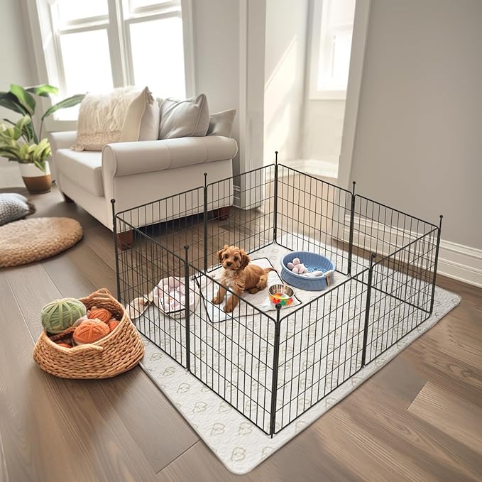 FXW MiniPaws Unleashed Dog Playpen, Expandable & Portable Design for Yard, RV Camping and Indoor Use, for Puppies and Small Dogs, 24-inch 8 Panels