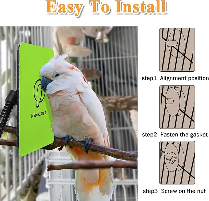Bird Heater for Cage - Snuggle Up Bird Warmer for Exotic Pet Birds, 10W African Grey, Parakeets, Parrots, (3.7"x5.7")