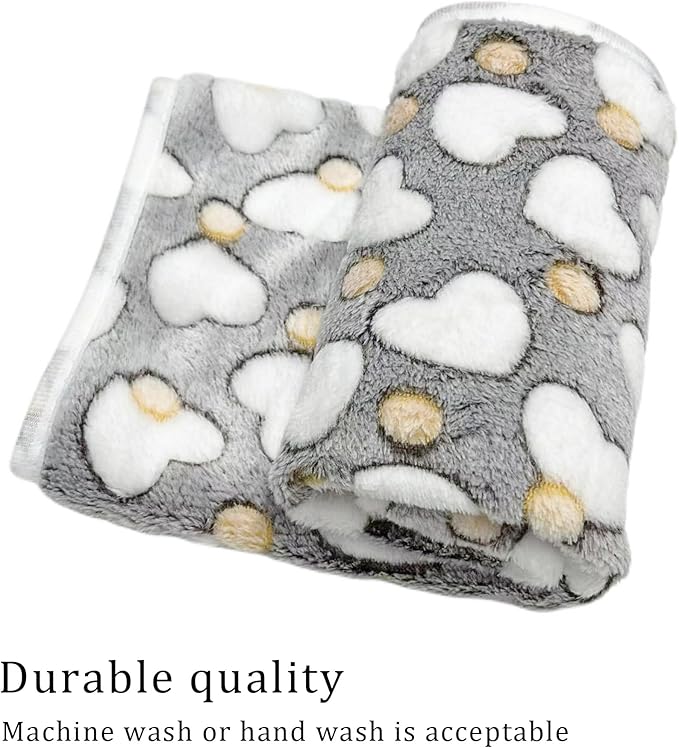 1 Pack 3 Blankets Super Soft Fluffy Premium Fleece Pet Blanket Flannel Paw Printed Throw for Dog Puppy Cat (Small 23x16'', Star, Bone, Love)