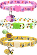 Breakaway Cat Collars with Bell & Cute Pendants, 3 Pack Safety Buckle Kitten Collars, Adjustable Pet Collar Ideal for Girl Boy Cats Puppy